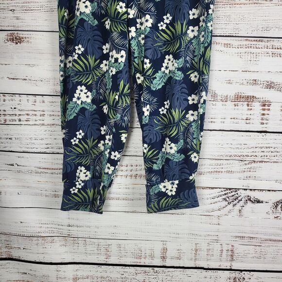 Tommy Bahama Pajama Capri M Womens Blue Tropical Print Soft Pull On Cuffed - Picture 3 of 7